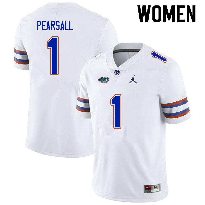 Women #1 Ricky Pearsall Florida Gators College Football Jerseys Sale-White - Click Image to Close